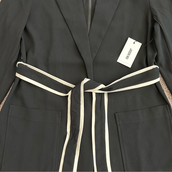 Jason Wu Blazer Womens Size S Black White Waist Tie - Picture 8 of 14